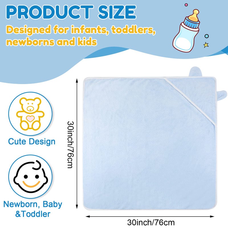 Lounsweer 6 Pieces Baby Bath Towels 30 x 30 Inch Hooded Toddler Towel Bath Blanket Absorbent Coral Fleece Hooded for Toddler Infant Newborn Shower Gift Supplies(Multicolor) - Image 2