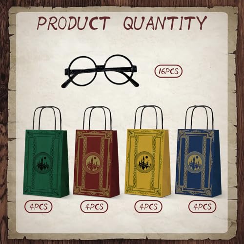 WEEPA 16 Pcs Magical Wizard Party Decorations Wizard School Paper Gift Bags with Handles Plastic Glasses Magical Party Favors for Back to School Birthday Decorations - Image 5