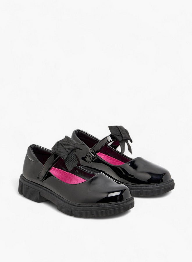 JUNIORS أحذية ماري جين المدرسية للفتيات مع زينة القوس وإغلاق بخطاف وحلقة - Image 1