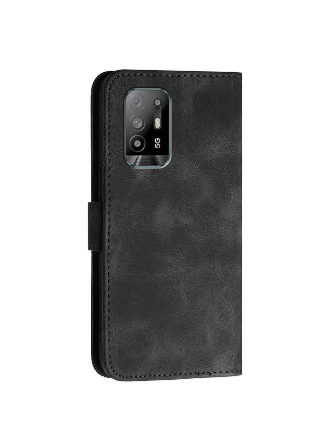 اس-توب جراب لهاتف OPPO A94 5G / F19 Pro، جراب هاتف جلدي منقوش بنقشة فراشة شبكية مع حبل - Image 3