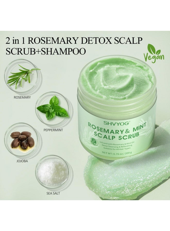 SHVYOG Scalp Scrub, Rosemary Scalp Exfoliator, Scalp Exfoliator Scrub for Build Up, Hair Exfoliate Scrub for Scalp, Hair Treatment Nourishing Detox Hair Care with Scalp Massager, 6.76 oz - Image 3