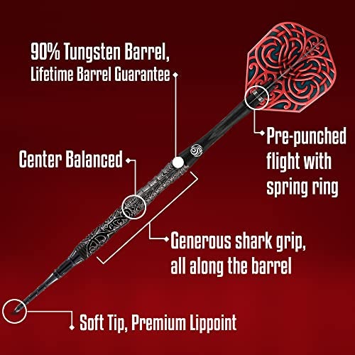 Shot سهام دارتس ذات الرأس الناعم، ووريور كابيني (18غ/20غ)، براميل من التنجستن بنسبة 90%، متوازنة في المنتصف لتحقيق أقصى ديناميكية هوائية، مجموعة دارت احترافية مصنوعة يدويًا وأجنحة مصنوعة في نيوزيلندا، دارتس برأس بلاستيكي. - Image 3