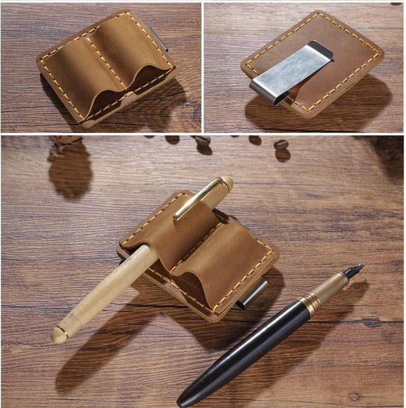 Excefore Handmade Leather Pen Holder, Clip for Notebooks and Journals, Sturdy Brown Pen Loop with Metal Clip, Secure Pencil Organizer for Planners and Books, 1 Pcs - Image 5