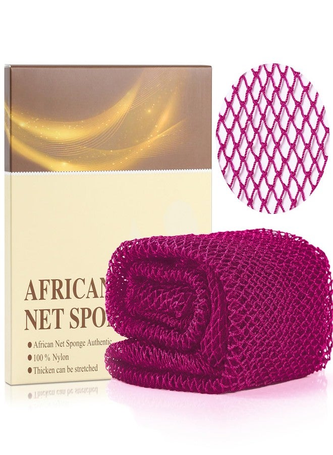 GEMSANVA African Net Sponge Authentic - Nylon Exfoliating Body Scrubber Bath Sponge - Real African Net Exfoliator Bath Sponge Tools, Bathing Accessories (Burgundy - Image 1