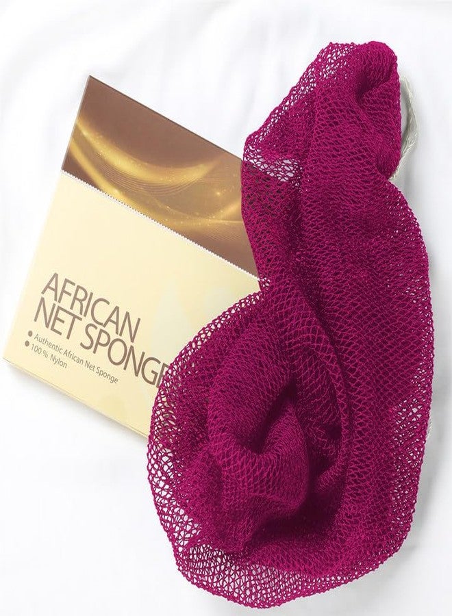 GEMSANVA African Net Sponge Authentic - Nylon Exfoliating Body Scrubber Bath Sponge - Real African Net Exfoliator Bath Sponge Tools, Bathing Accessories (Burgundy - Image 2