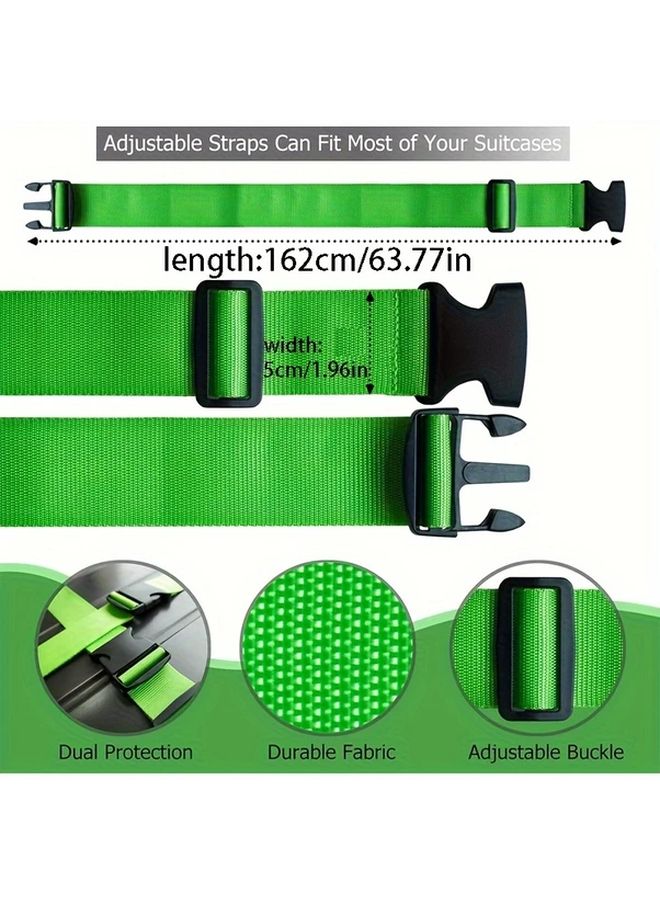 2 Pack Green TSA Approved Luggage Straps With Quick Release Buckle - Image 5
