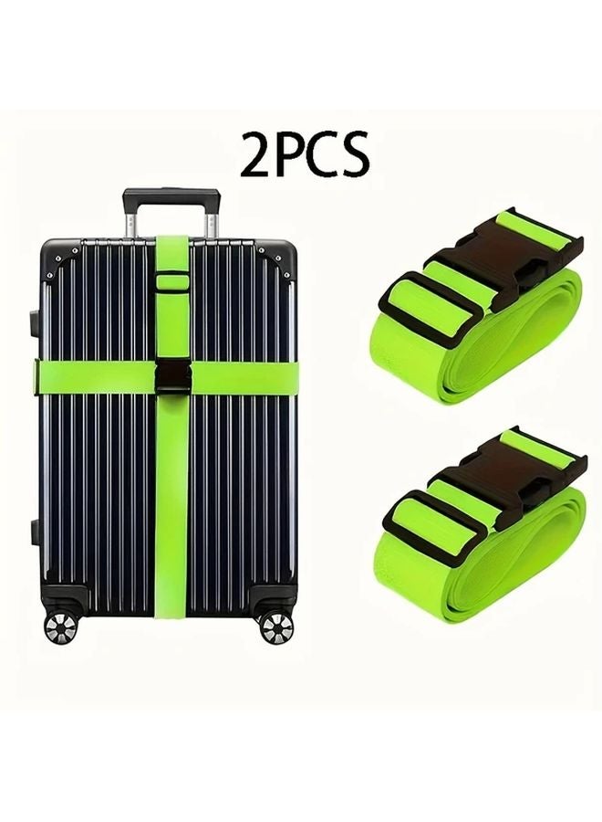 2 Pack Green TSA Approved Luggage Straps With Quick Release Buckle - Image 1
