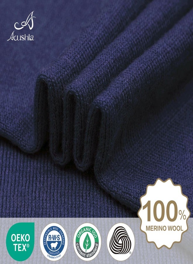 ACUSHLA أكوشلا، غطاء للرقبة من صوف ميرينو 100%، قناع للوجه، وشاح تدفئة للرقبة للرجال والنساء، مناسب لجميع الأحوال الجوية، متوسط الوزن، لون أزرق داكن - Image 3