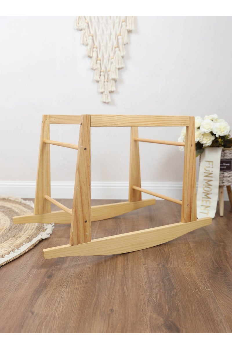 Moses Basket Bed With Wooden Rocking Stand - Image 4