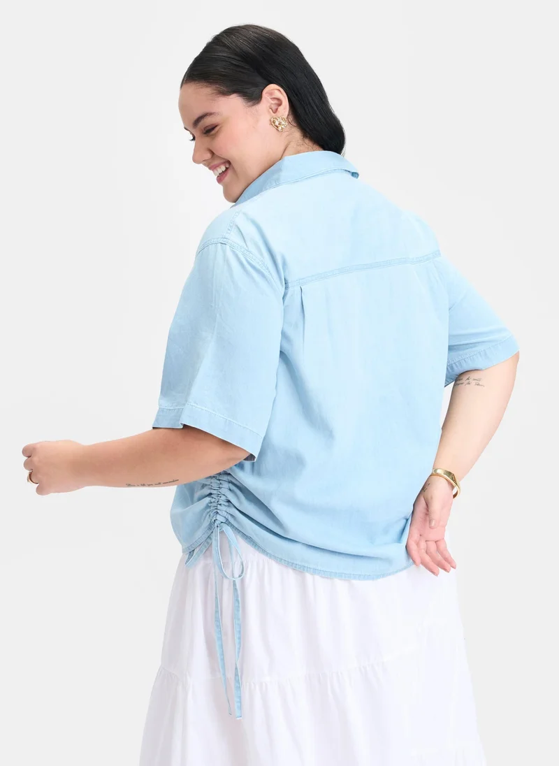Virgio  Cotton Side Brunchwear Drawcords Denim Shirts for Women for Women | Best Price UAE
