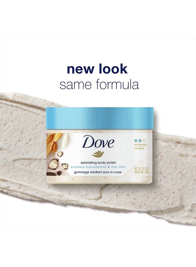Dove Scrub Macadamia & Rice Milk Reveals Visibly Smoother Skin Body Scrub That Nourishes Skin 10.5 oz  - Image 4