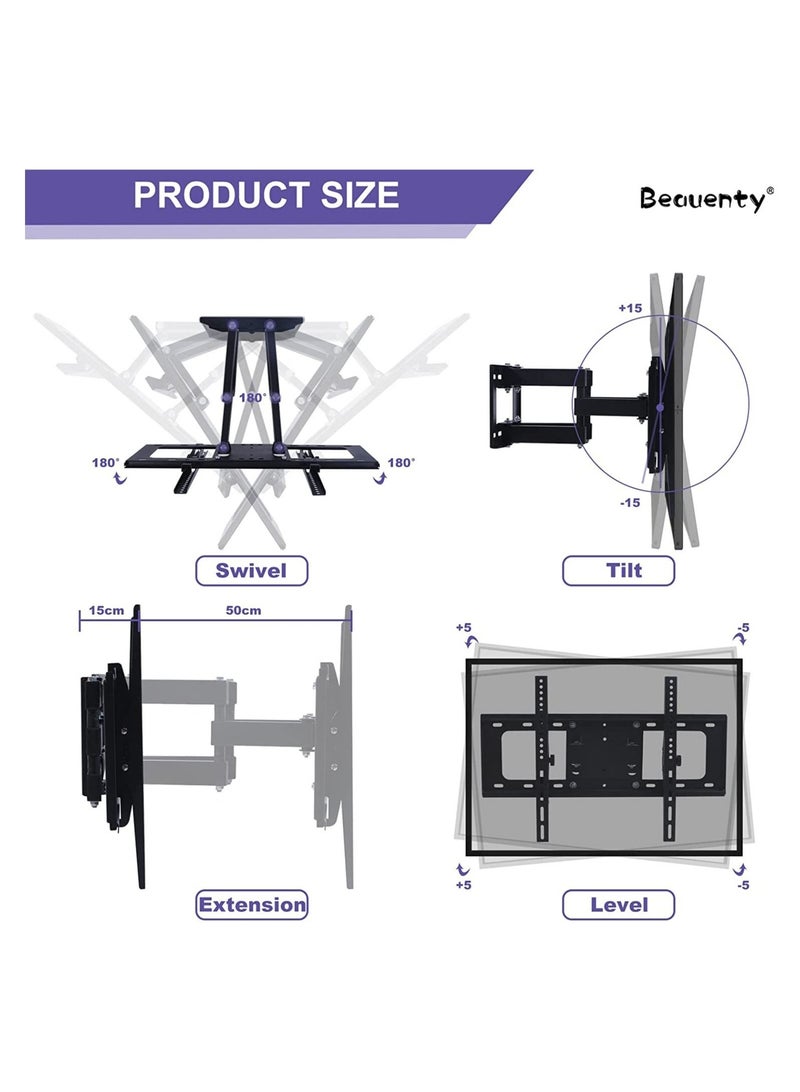 Full Motion TV Stand/TV Wall Mount,Swivel and Tilt for Most 32-70Inch Flat Screen TV,Rugged TV Mount Articulating Dual Arms,Standard Load 66 Ibs  - Image 3