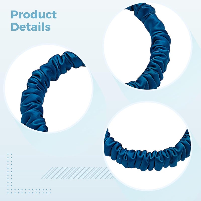 5 Pcs Navy Blue Scrunchies, Silk Hair Ties, 0.4 in（1 Cm）, Women's Classic Hair Accessories, Gentle On Hair - Image 4