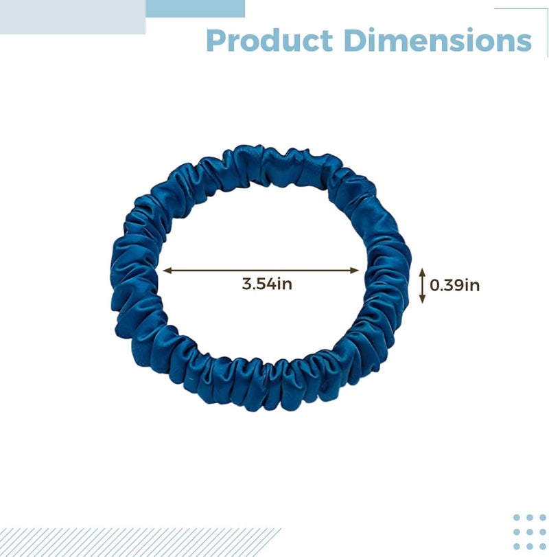 5 Pcs Navy Blue Scrunchies, Silk Hair Ties, 0.4 in（1 Cm）, Women's Classic Hair Accessories, Gentle On Hair - Image 5
