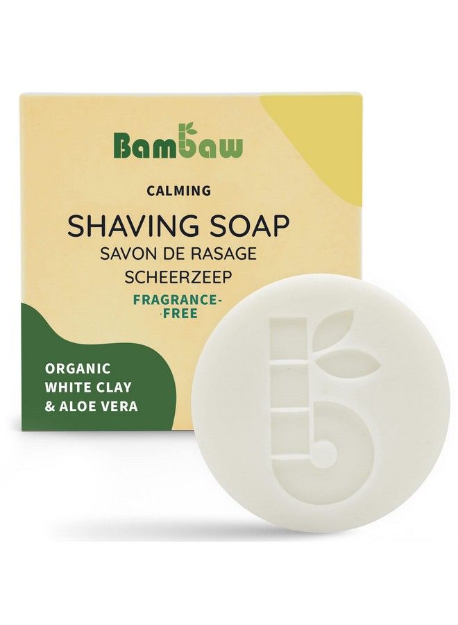 Bambaw Shaving Soap Bar 2.5 Oz Organic White Clay & Aloe Vera Shaving Bar Shaving Soap Puck Sensitive Skin Natural Shaving Soap Vegan Shave Bar Shaving Soap Unscented - Image 1
