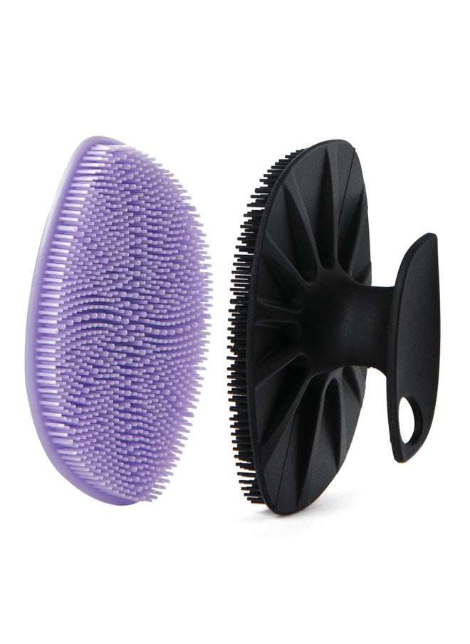 HieerBus Silicone Face Scrubber, Facial Cleansing Brush Silicone Manual Face Washing Brushes,Gentle Exfoliation Pad & Massage Skin Care for Men Women , Black+Purple  - Image 1