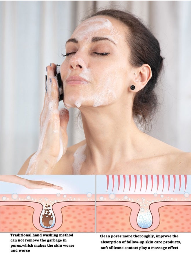 HieerBus Silicone Face Scrubber, Facial Cleansing Brush Silicone Manual Face Washing Brushes,Gentle Exfoliation Pad & Massage Skin Care for Men Women , Black+Purple  - Image 2
