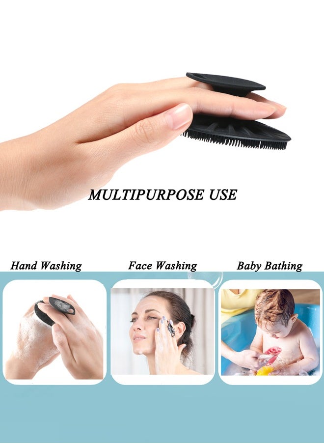 HieerBus Silicone Face Scrubber, Facial Cleansing Brush Silicone Manual Face Washing Brushes,Gentle Exfoliation Pad & Massage Skin Care for Men Women , Black+Purple  - Image 3