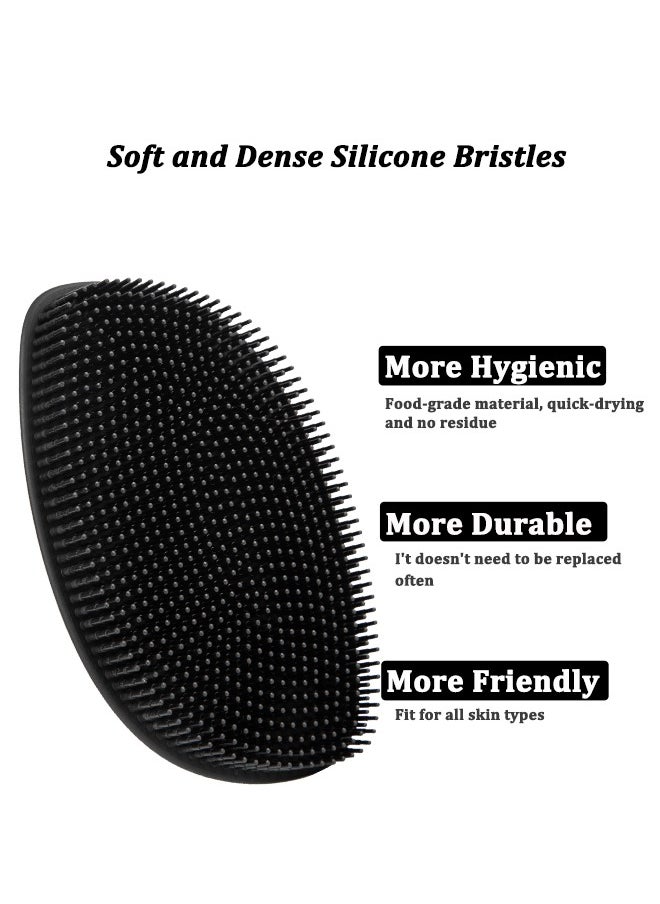 HieerBus Silicone Face Scrubber, Facial Cleansing Brush Silicone Manual Face Washing Brushes,Gentle Exfoliation Pad & Massage Skin Care for Men Women , Black+Purple  - Image 4