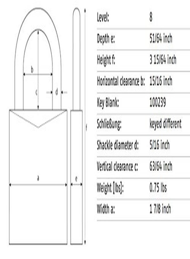 أباس قفل نحاسي قابل لإعادة التشفير ABUS 83/45-200 بمفتاح مختلف - Image 5