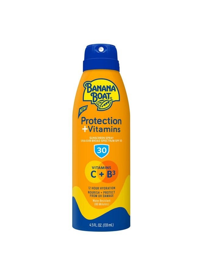 BANANA BOAT Banana Boat Protection + Vitamins Sunscreen Spray Spf 30 | Moisturizing Sunscreen With Vitamin C & Niacinamide | Banana Boat Spray Sunscreen Vitamin B3 & Vitamin C Sunscreen 4.5 Oz.  - Image 1