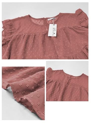 DOROSE Women Tops Blouse Babydoll Top Peplum Sleeveless Ruffle Dress Shirts(Maroon, Large) - Image 5