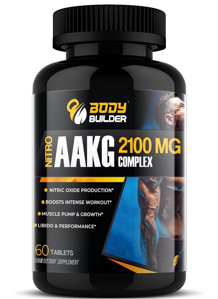 Body Builder Nitro AAKG Complex  2100 mg With Nitric Oxide,Muscle Pump & Growth 60 Tablets 