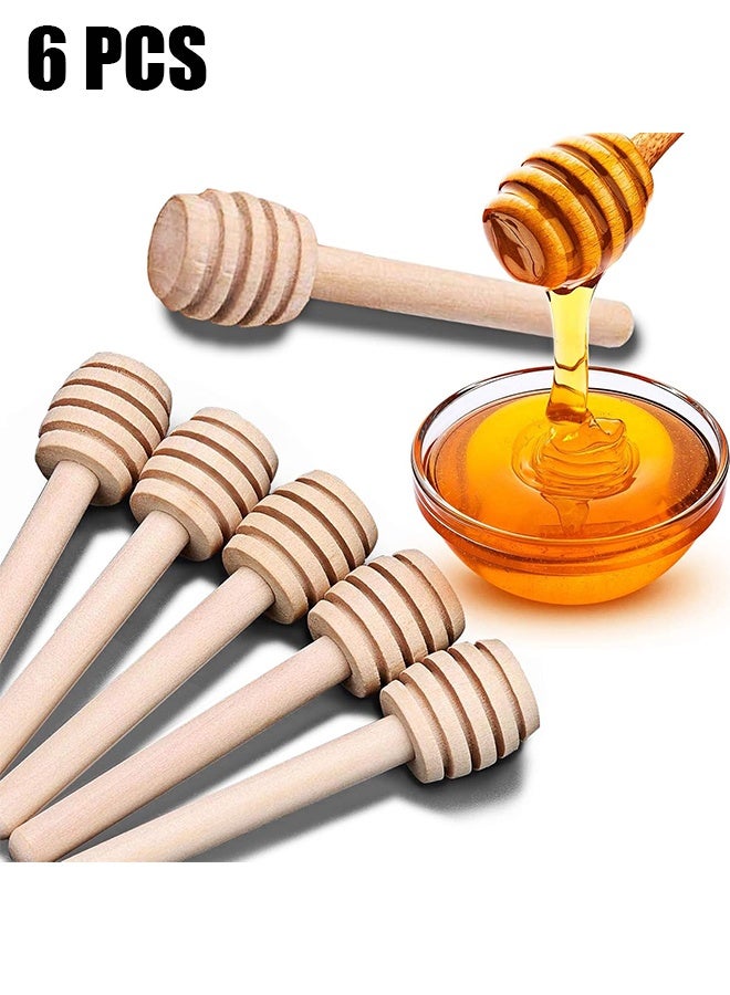HY 6 Pcs Mini Wooden Honey Dipper Sticks, Honey Dippers 3 inch for Honey Jar Dispense Drizzle Honey and Wedding Party Favors - Image 1