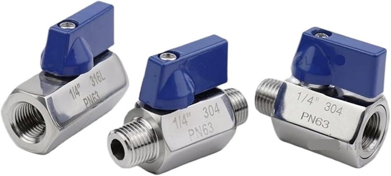 1 4 بوصة BSP أنثى إلى أنثى صمام كرة من الفولاذ المقاوم للصدأ مقبض أزرق لصناعة البيرة المنزلية - Image 2