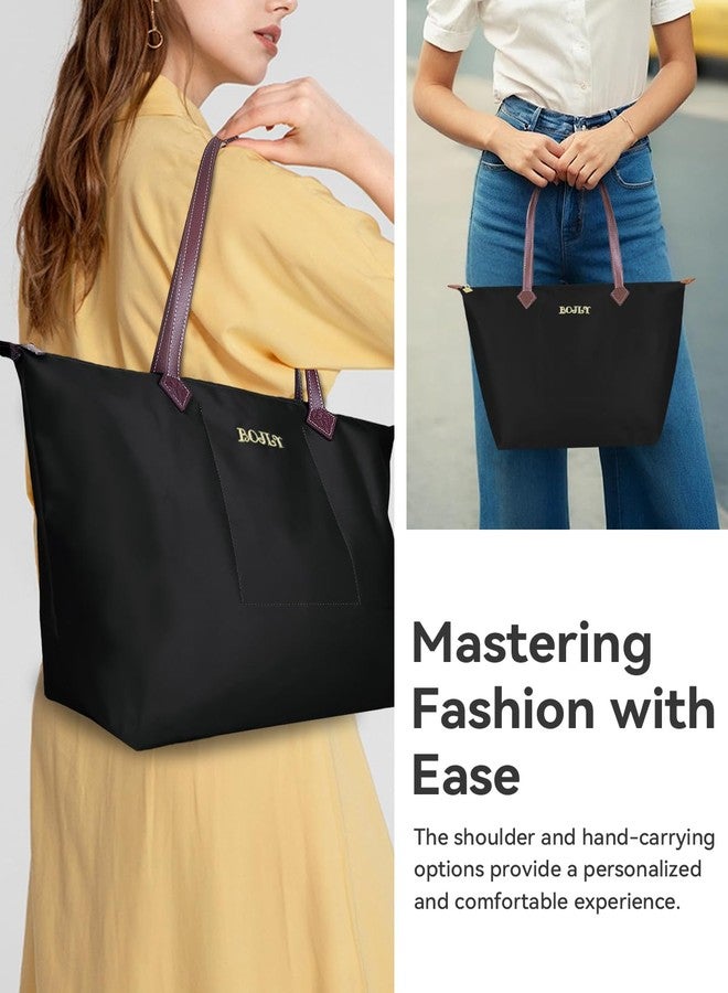 BOJLY Tote Bag for Women, 21 Liters Large Capacity Waterproof Tote Bag, Multi-Pocket Shoulder Bag, Suitable for Daily Travel, Work, Beach Shopping Bag Black - Image 2