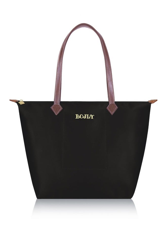 BOJLY Tote Bag for Women, 21 Liters Large Capacity Waterproof Tote Bag, Multi-Pocket Shoulder Bag, Suitable for Daily Travel, Work, Beach Shopping Bag Black - Image 1