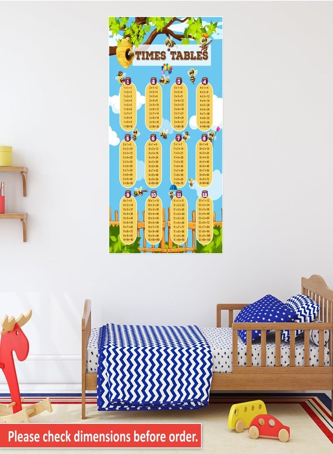 Thinking how ملصق جدول زمني لتعلم الرياضيات من 1 إلى 12 بتصميم نحلة العسل (45 × 30 سم) ملصق حائط للأطفال - Image 3