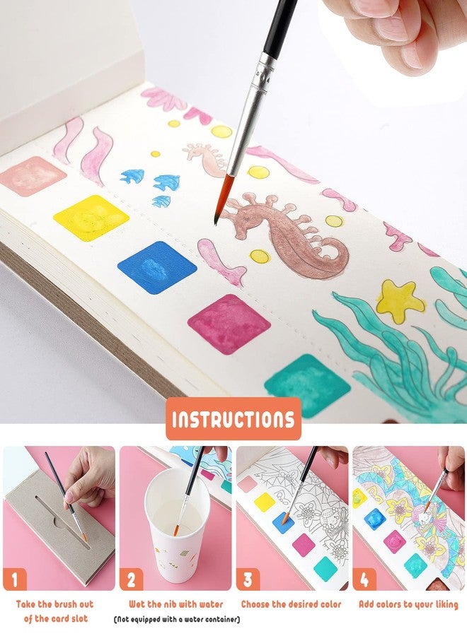 Cavnewt Watercolor Coloring Books for Kids Ages 4-8, Pocket Watercolor Painting Book Sets, Mess Free Paint with Water Books for Toddlers, Travel Activities Arts Party Birthday Gifts for Girls Boys - Image 4