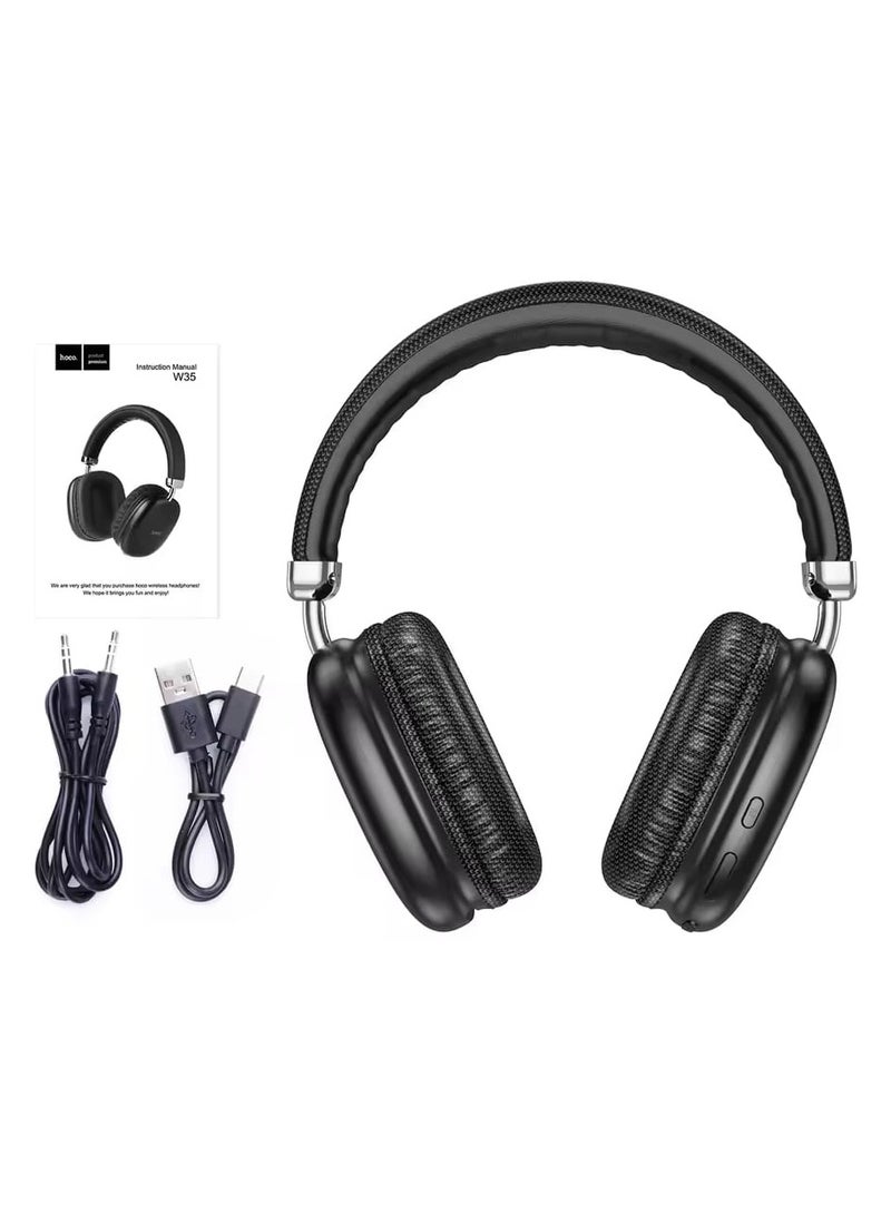 Hoco W35 Wireless Over-Ear Headphones with 40-Hour Playback, HiFi Stereo Sound, Deep Bass, and Comfortable Ergonomic Design for Long Listening Sessions - Image 1