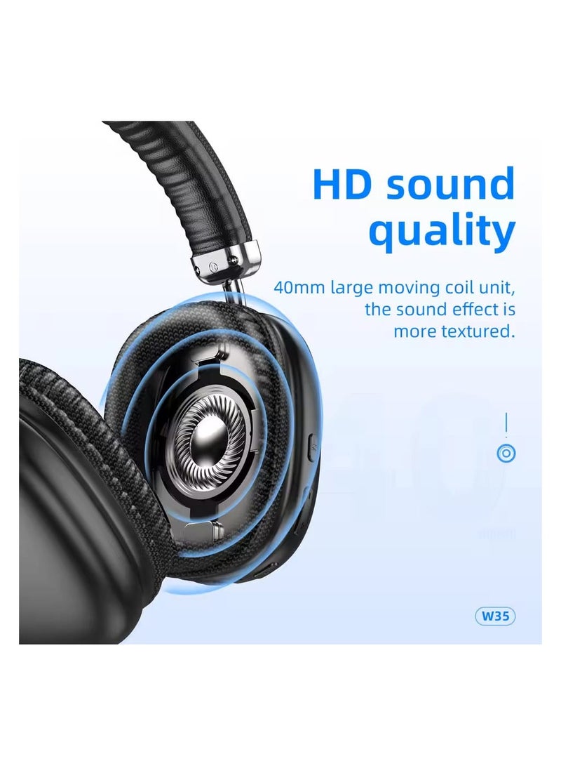 Hoco W35 Wireless Over-Ear Headphones with 40-Hour Playback, HiFi Stereo Sound, Deep Bass, and Comfortable Ergonomic Design for Long Listening Sessions - Image 2