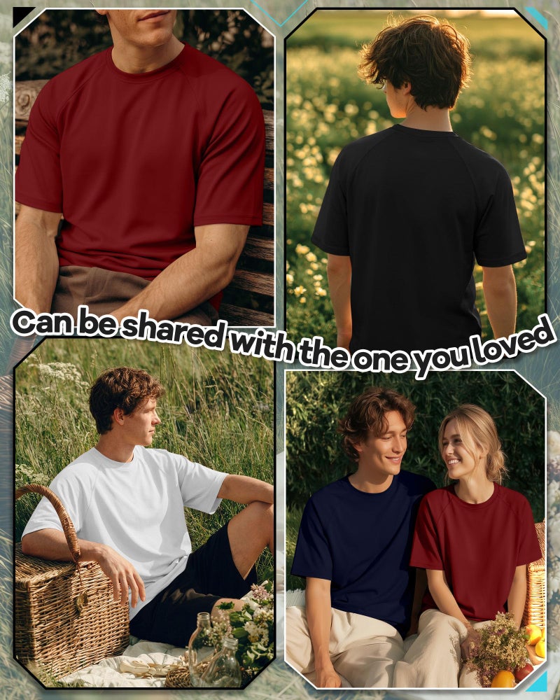 Evervibe 4 Pack Men's Big & Tall Short Sleeve Tees, Crew Neck Shirts Moisture Wicking Gym Casual Tops Multipack(Claret, Navy, White, Black,3X-Large) - Image 2