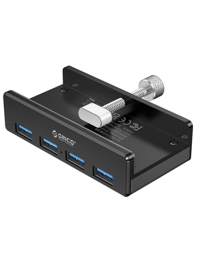 Orico - ORICO USB 3.0 Hub, USB Hub Clamp, Aluminum 4-Port USB Splitter with Extra Power Supply Port and 4.92 FT USB A to USB A and USB A to USB C Cable, Desktop Powered USB Hub for Monitors/Desks-Silver - Image 1