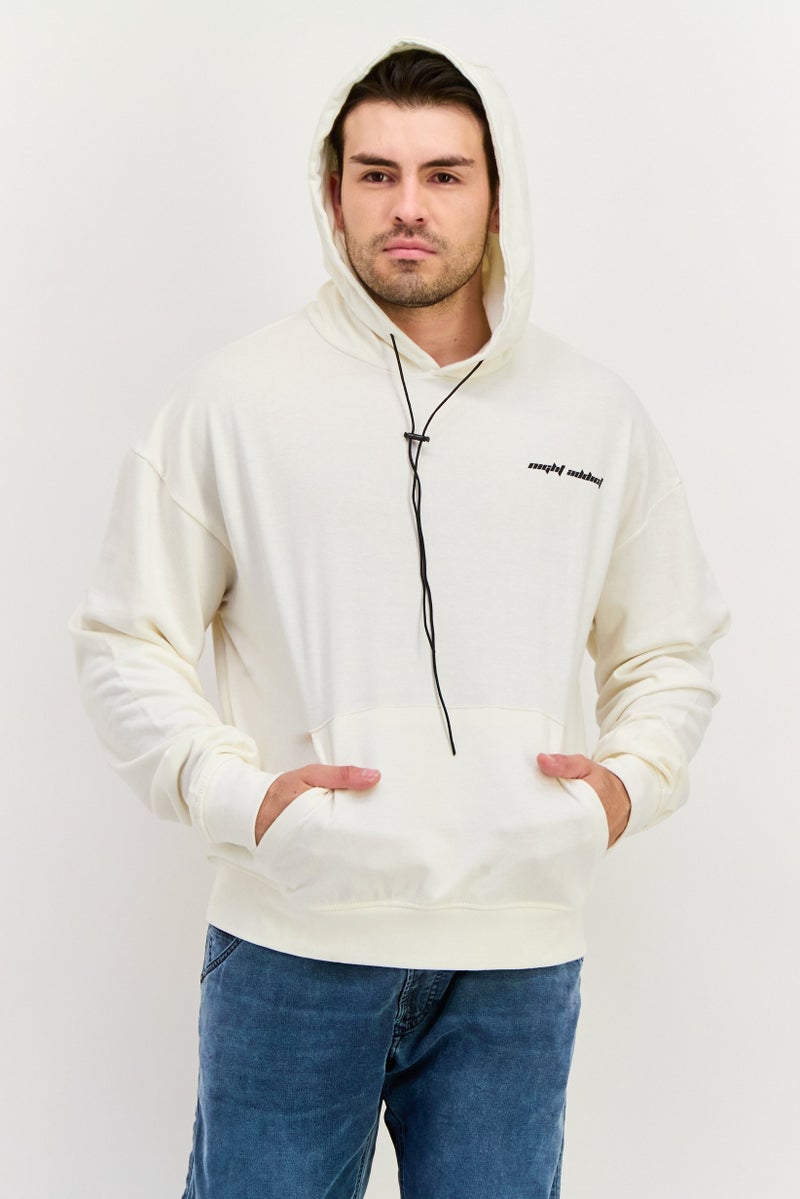 Night Addict سويت شيرت بقلنسوة بأكمام طويلة للرجال، لون أبيض فاتح - Image 1