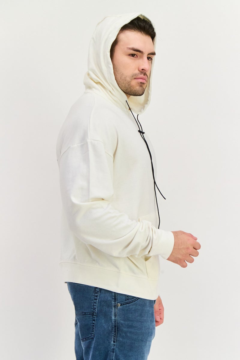 Night Addict Men Hooded Long Sleeves Brand Logo Sweatshirt, Off White - Image 4