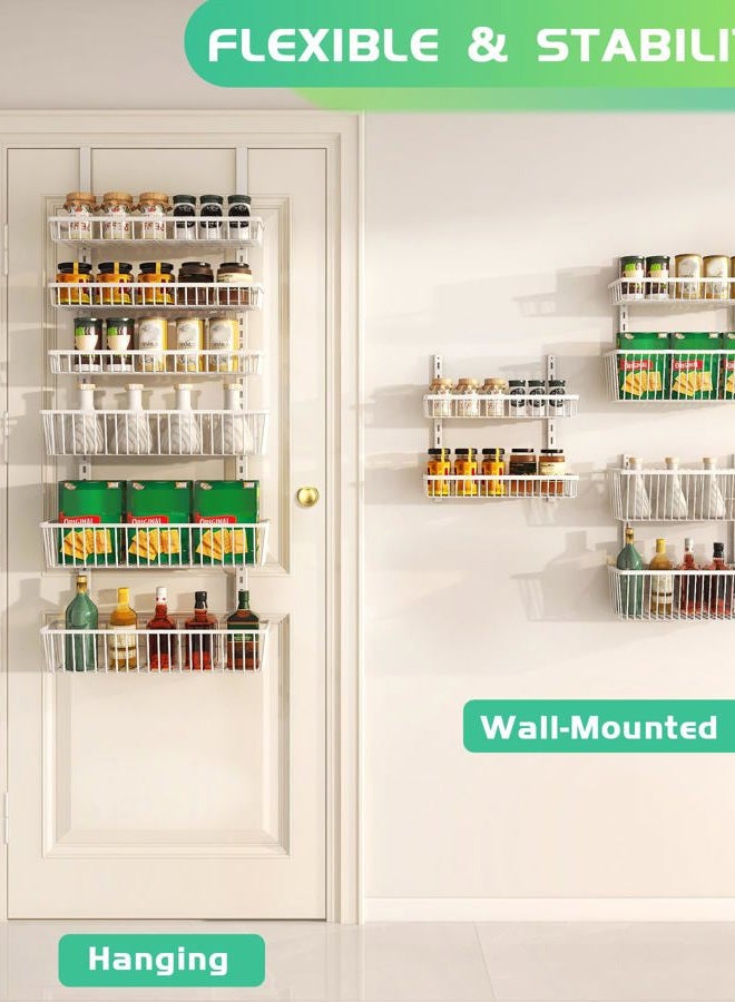 Mefirt Over The Door Pantry Organizer, Pantry Organization and Storage, 6-Tier Deep Baskets Hanging Heavy-Duty Metal, Wall Spice Rack Seasoning Shelves for Home & Kitchen, Laundry Room Bathroom, White - Image 3
