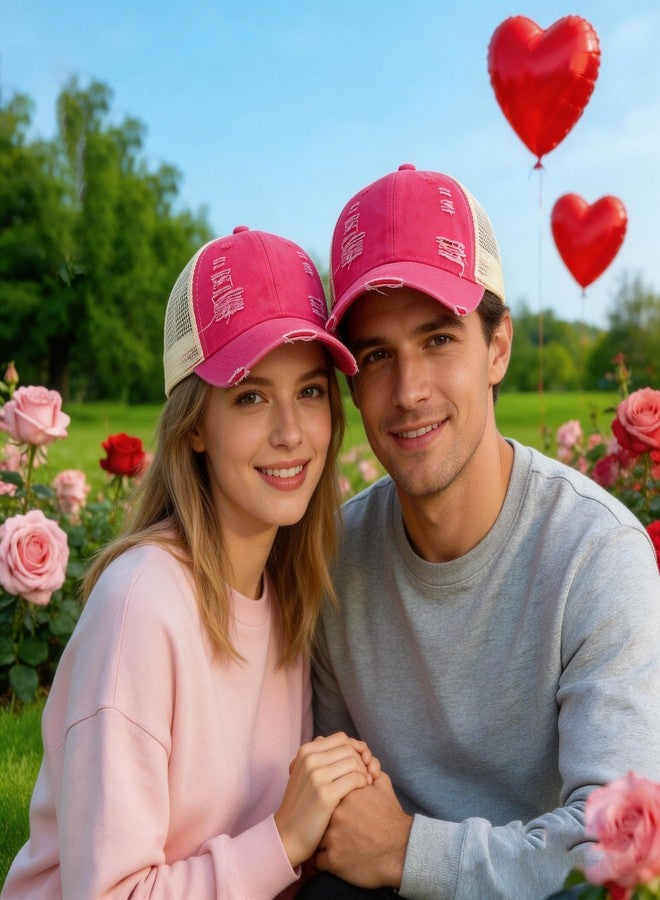 Dultua Trucker Hat Distressed Style Pink Baseball Cap Adjustable Sportswear Hat for Men Women Unisex - Image 5