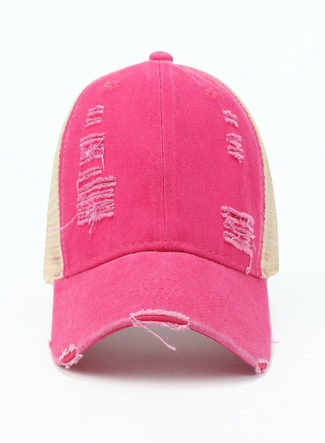 Dultua Trucker Hat Distressed Style Pink Baseball Cap Adjustable Sportswear Hat for Men Women Unisex - Image 2