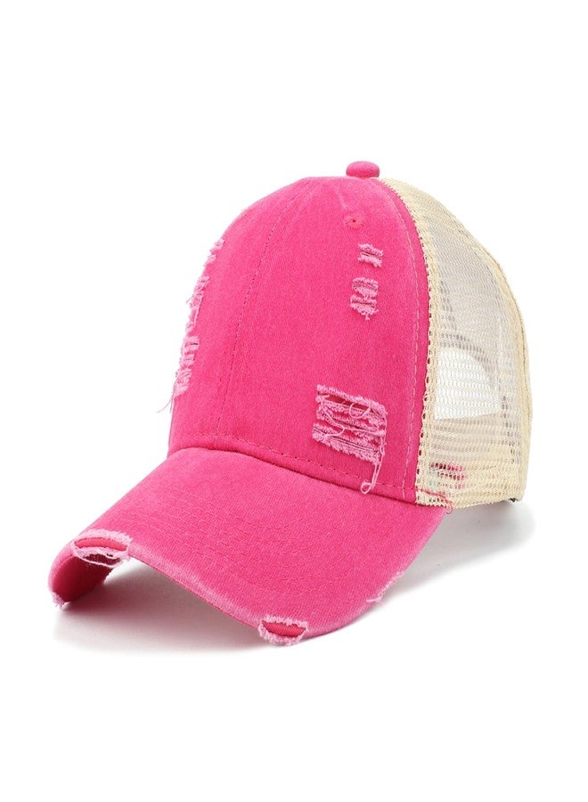 Dultua Trucker Hat Distressed Style Pink Baseball Cap Adjustable Sportswear Hat for Men Women Unisex - Image 1