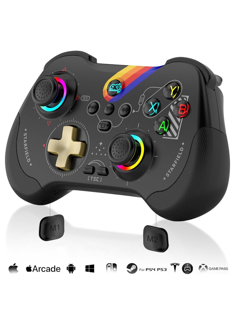 Generic Mobile Gaming Controller for iPad/iPhone/Tablet, Cloud Controller Remote Joystick for iOS/Android, Wireless Switch Controller with Macro Buttons/Hall-Rocker/Hall-Trigger/Dual Vibration (Starry Black)  - Image 1