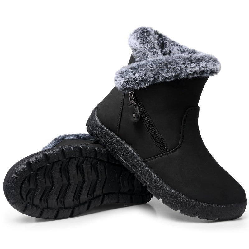 SHIBEVER Winter Boots for Women Waterproof: Womens Snow Warm Boots - Black Size 7 Ankle - 2025 Fur Lined Winter Shoes - Image 1