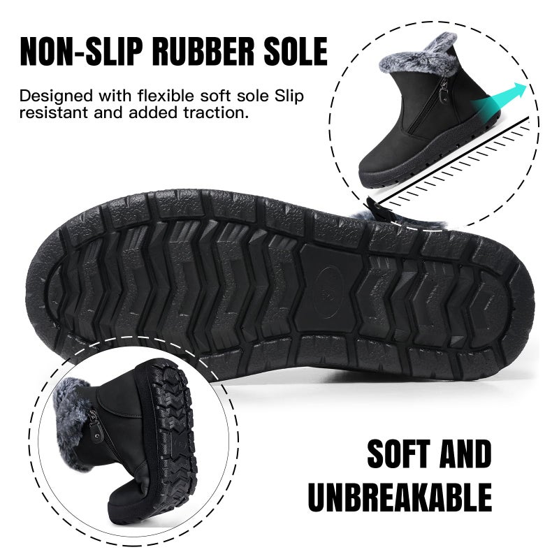 SHIBEVER Winter Boots for Women Waterproof: Womens Snow Warm Boots - Black Size 7 Ankle - 2025 Fur Lined Winter Shoes - Image 5