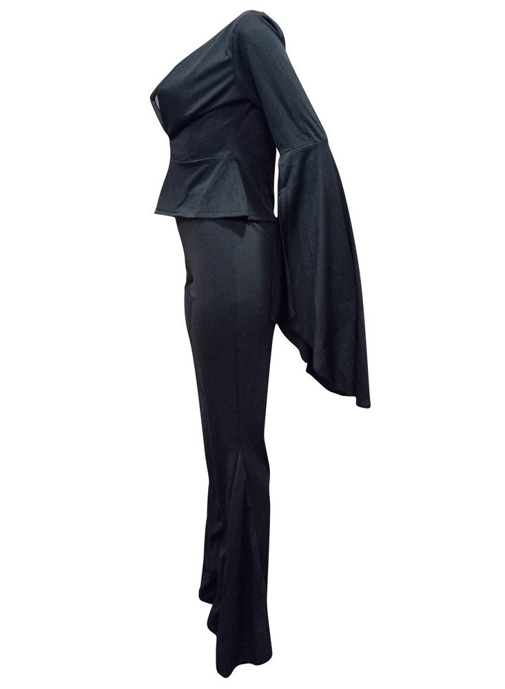Shougu Fashionable Irregular Sleeve Flared Pants Suit Set  - Image 3