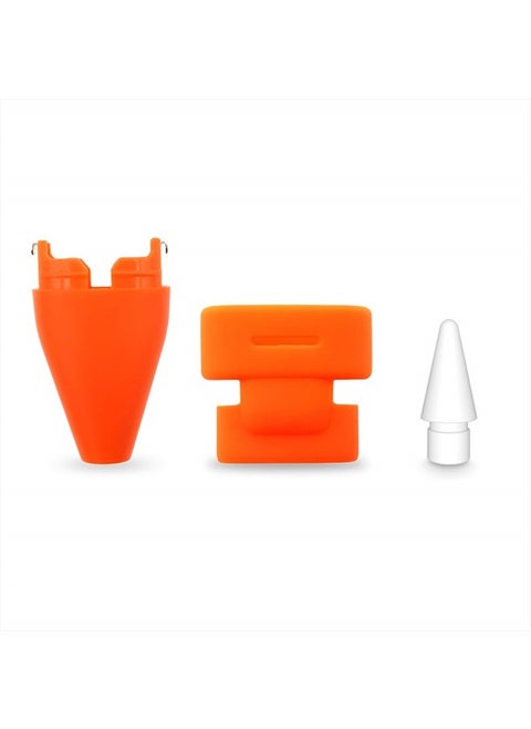 Replacement Pencil Tips + Pencil Cap Set Compatible with Logitech Crayon Digital Pencil, Replacement Accessories Pencil Nib+Pencil Nib Cover+ Protective Pencil Cap Combo for Logitech Crayon,Orange