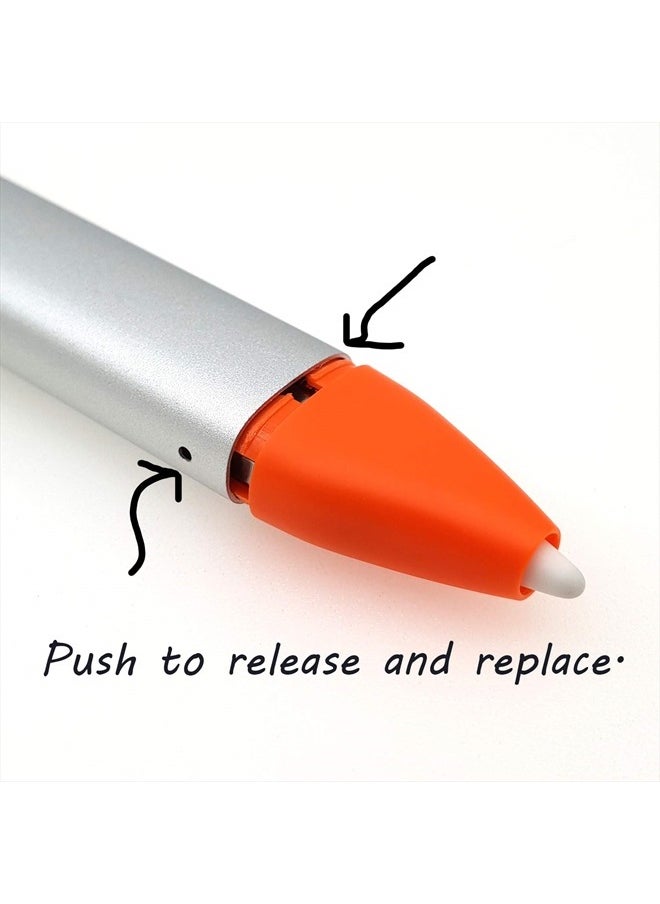 REEYEAR - Replacement Pencil Tips + Pencil Cap Set Compatible with Logitech Crayon Digital Pencil, Replacement Accessories Pencil Nib+Pencil Nib Cover+ Protective Pencil Cap Combo for Logitech Crayon,Orange - Image 1