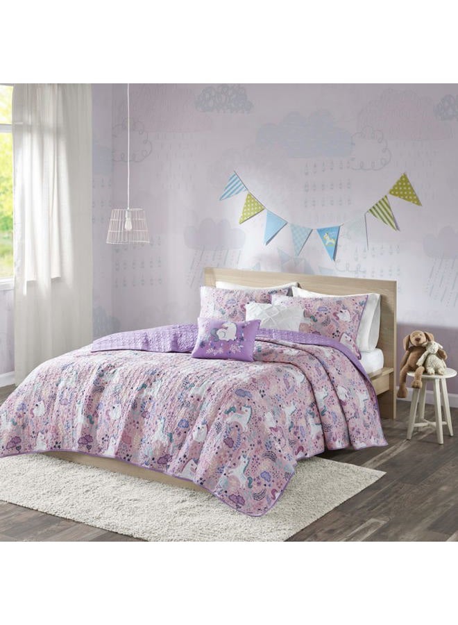 Urban Habitat Kids All Season Children Bedding Coverlet Bedspread, Decorative Pillow, Girls Bedroom Décor, Cotton, Lola Pink, Twin - Image 1
